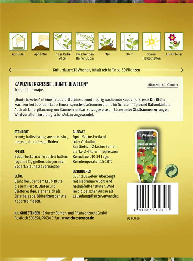 Kapuzinerkressesamen 'Bunte Juwelen'