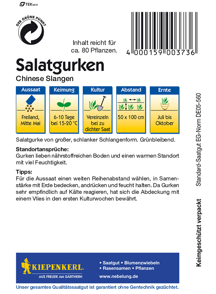 Gurke 'Chinese Slangen'