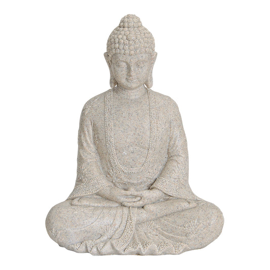 Buddha in Beige aus Poly, B19 x T13 x H23 cm