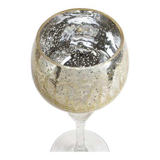 Windlicht Set Kelch Cracking Gold 30, 35, 40cm x Ø13cm aus Glas 3er Set