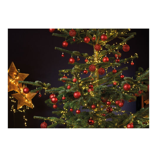 Weihnachtskugeln aus Kunststoff, 100er-Set, Rot Ø3/4/6cm (B/H/T) 23x35x12cm