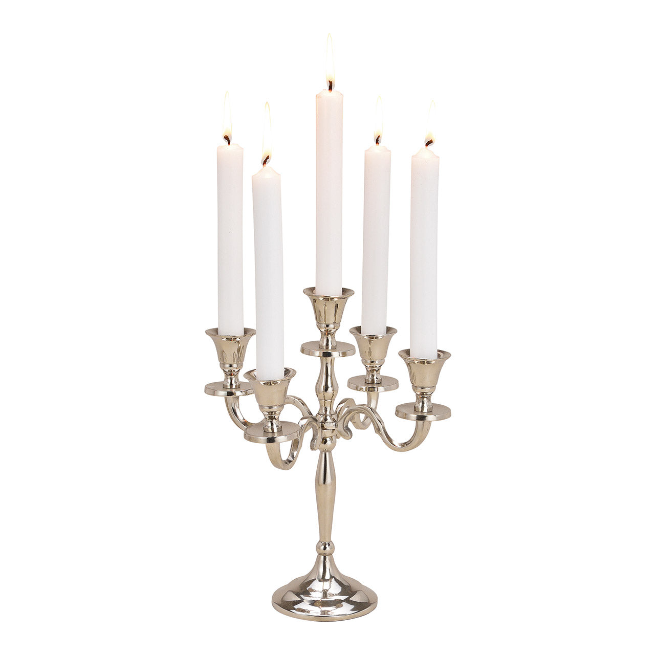 Kerzenleuchter aus Metall (5-Armig), Silber (B/H/T) 23x27x23cm