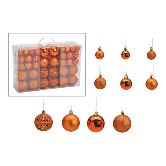 Weihnachtskugeln aus Kunststoff, 100er-Set, Kupfer Ø3/4/6cm (B/H/T) 35x23x12cm