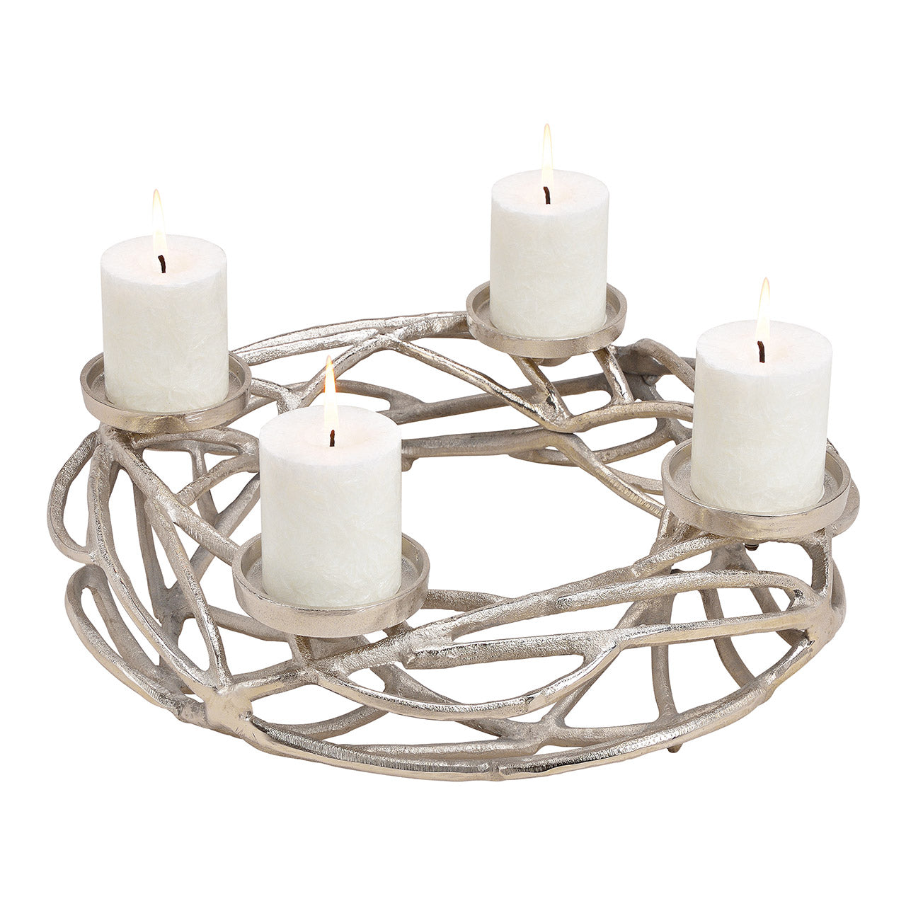 Advent wreath, candle holder made of metal silver (W/H/D) 40x12x40cm