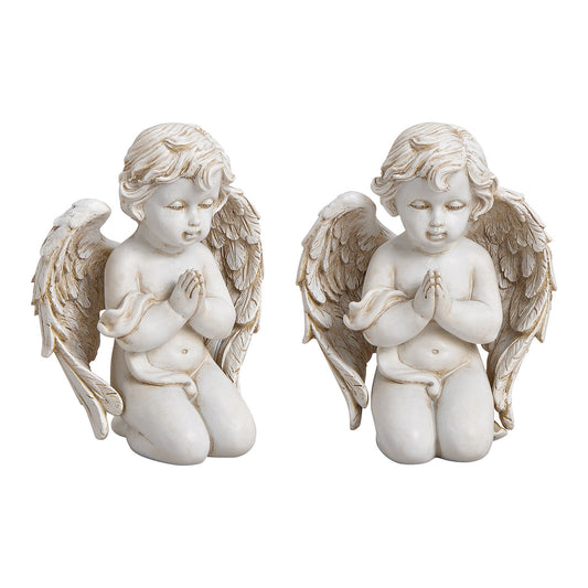 Angel kniend aus Poly Weiß (B/H/T) 11x14x7cm