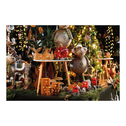 Apfel mit 20 LED-Leuchten und Timer aus rotem Glas (B/H/T) 16 x 17 x 16 cm