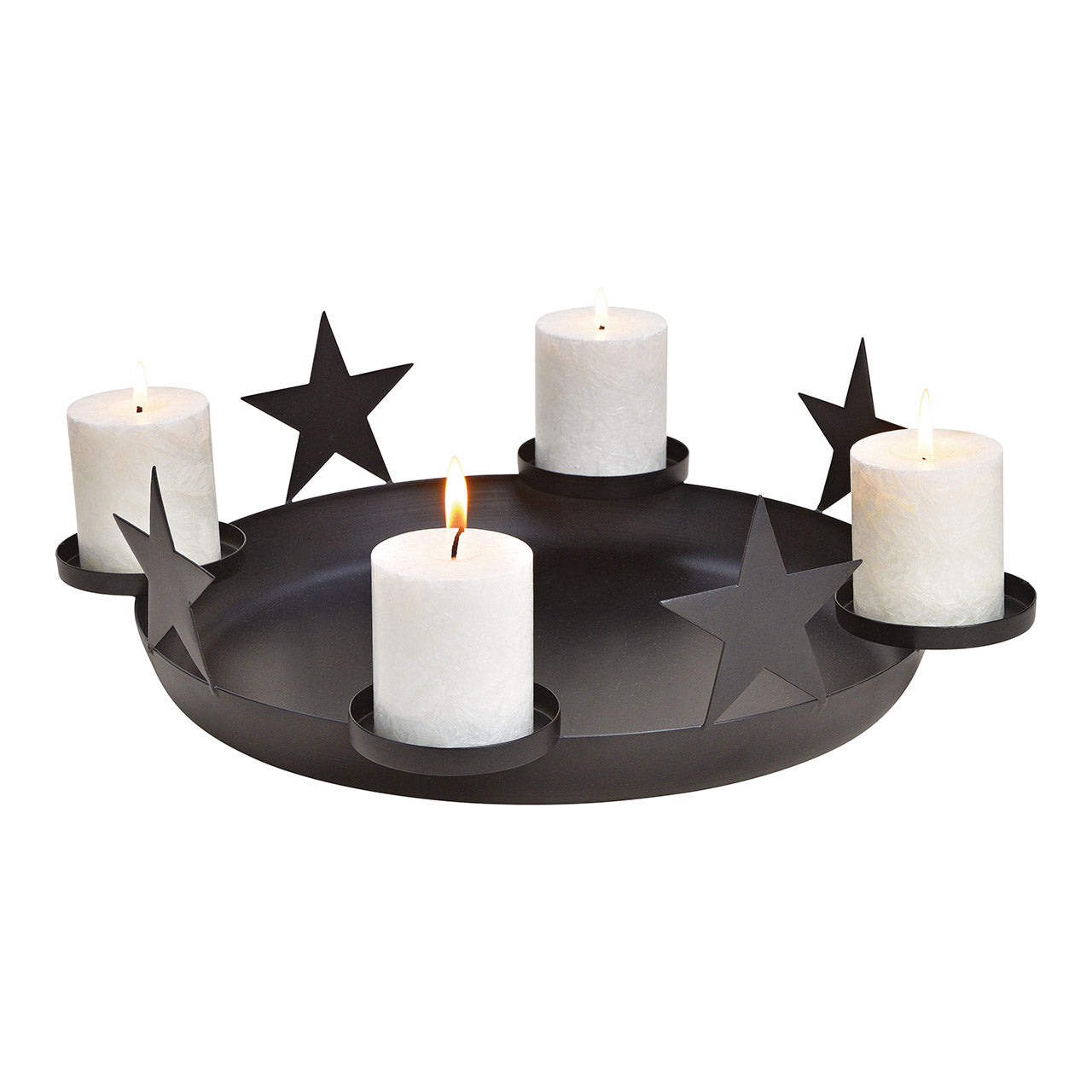 Advent arrangement made of metal, star decor, black (W/H/D) 44x15x44cm