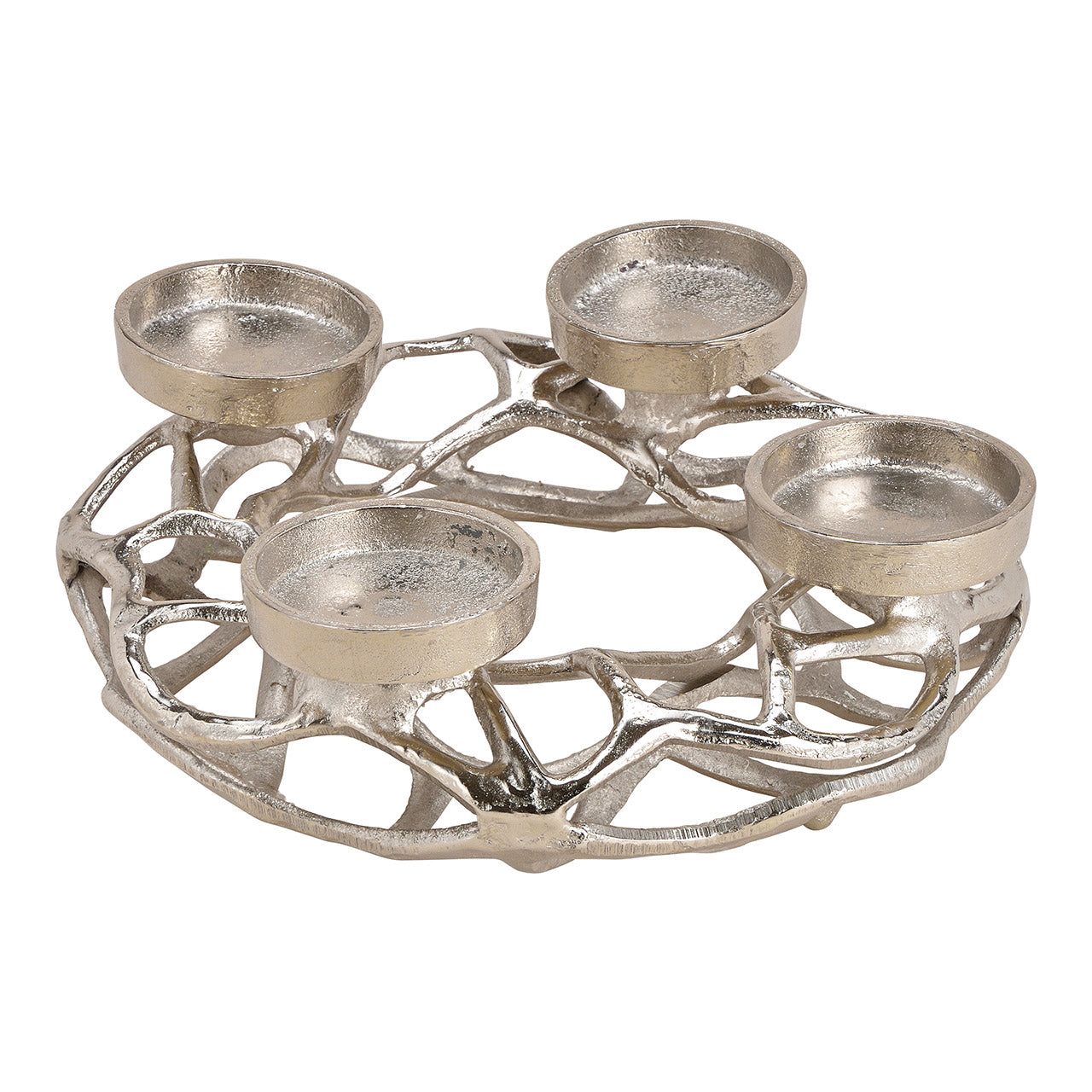 Advent wreath made of metal, silver (W/H/D) 25x11x25cm