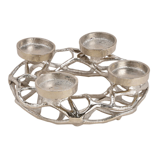 Advent wreath made of metal, silver (W/H/D) 25x11x25cm
