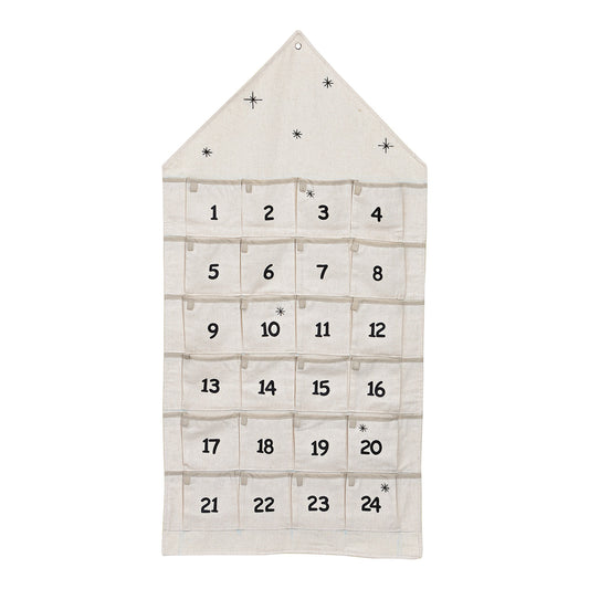Advent calendar house made of fabric, white (W/H) 48x96cm
