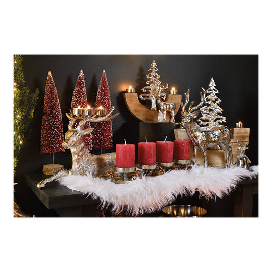 Advent arrangement, candle holder for 4 candles made of metal silver (W/H/D) 44x6x12cm