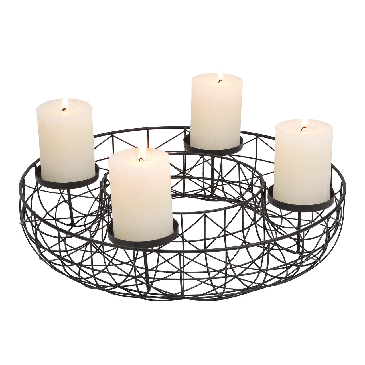 Advent wreath made of metal, basket, black (W/H/D) 40x8x40cm