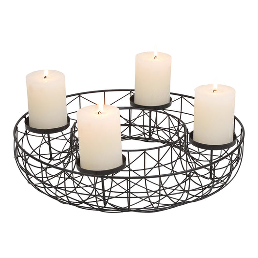 Advent wreath made of metal, basket, black (W/H/D) 40x8x40cm