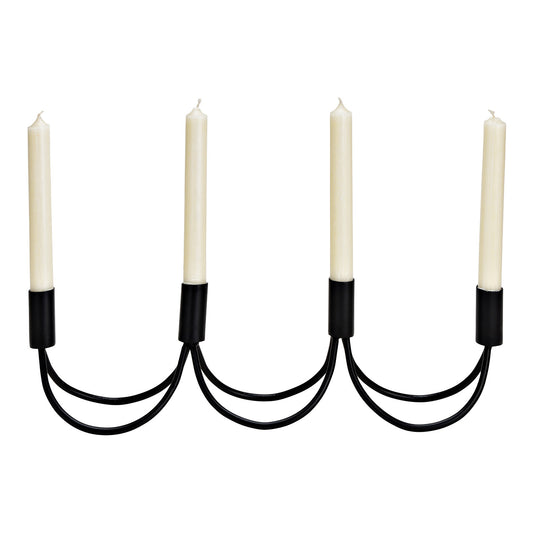 Advent arrangement, candle holder made of metal, black (W/H/D) 44x12x9cm