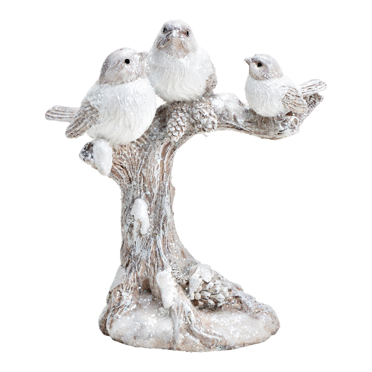 Wintervogel mit Glitzer aus Poly Weiß (B/H/T) 19x20x9cm