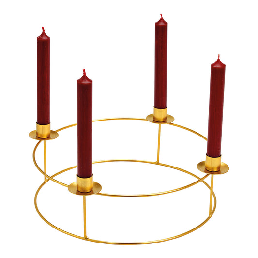 Adventskranz, Kerzenhalter aus Metall, Gold (B/H/T) 34x11x34cm