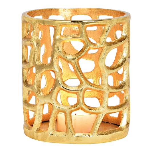 Windlicht aus Metall Gold (B/H/T) 14x17x14cm