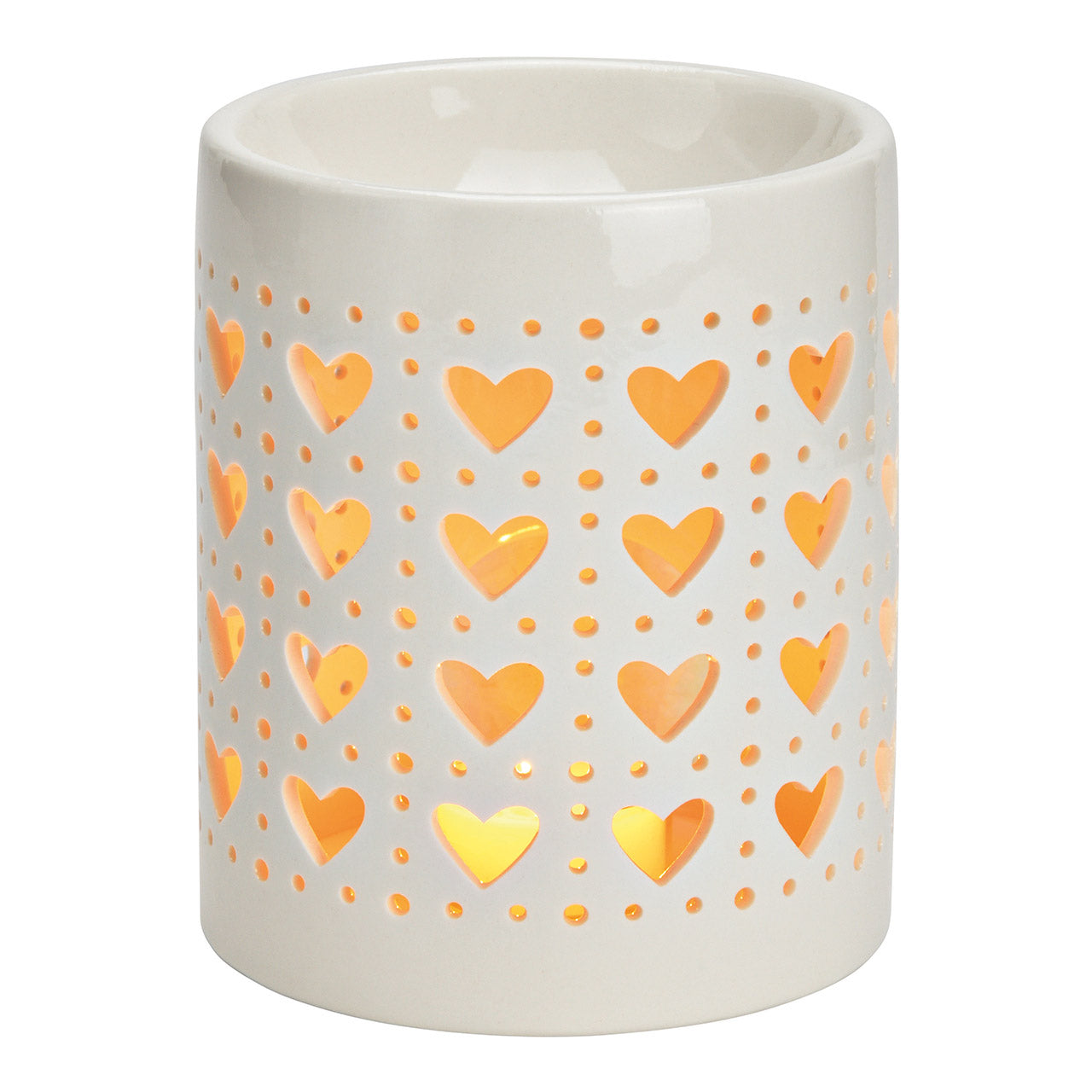 Fragrance lamp heart decor made of white porcelain (W/H/D) 10x13x10cm