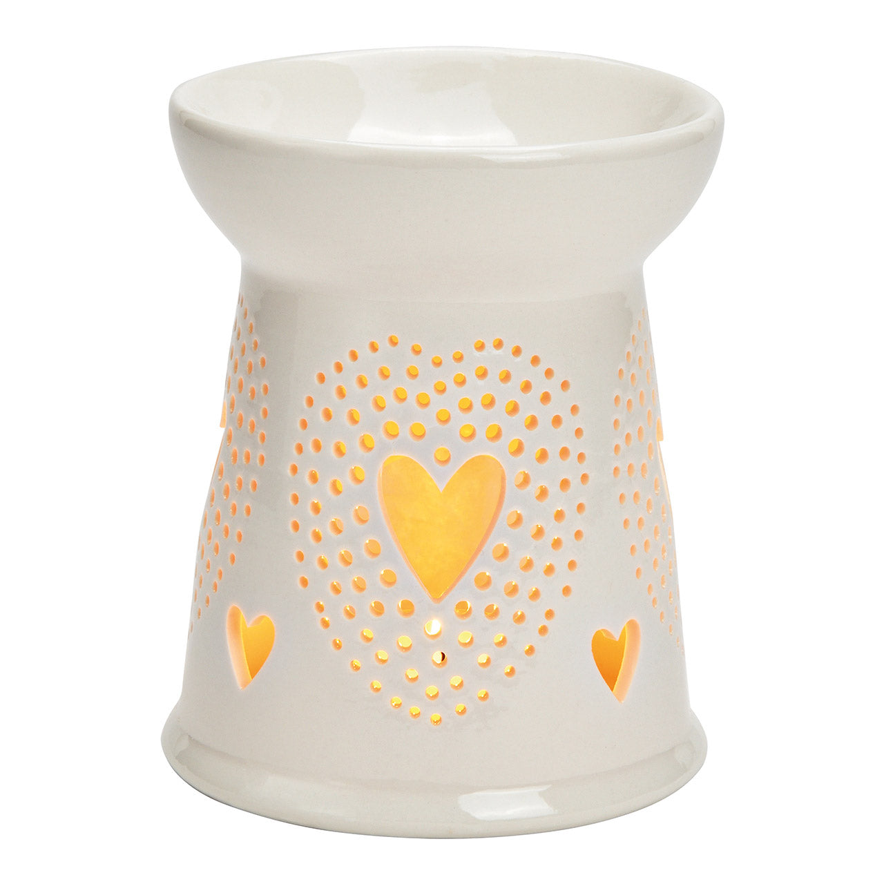Aroma diffuser Herz Dekor aus Porzellan weiß (B/H/T) 10x12x10cm
