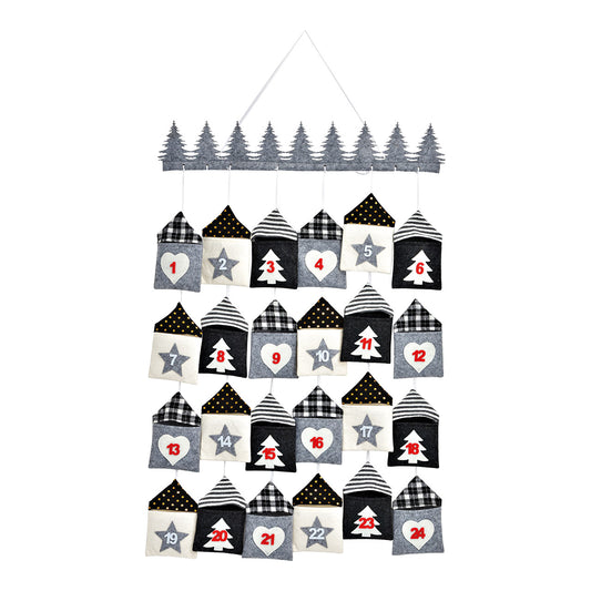 Advent calendar made of fabric, 24 bags (W/H) 10x16 cm, Gray/White (W/H/D) 55x90x1cm