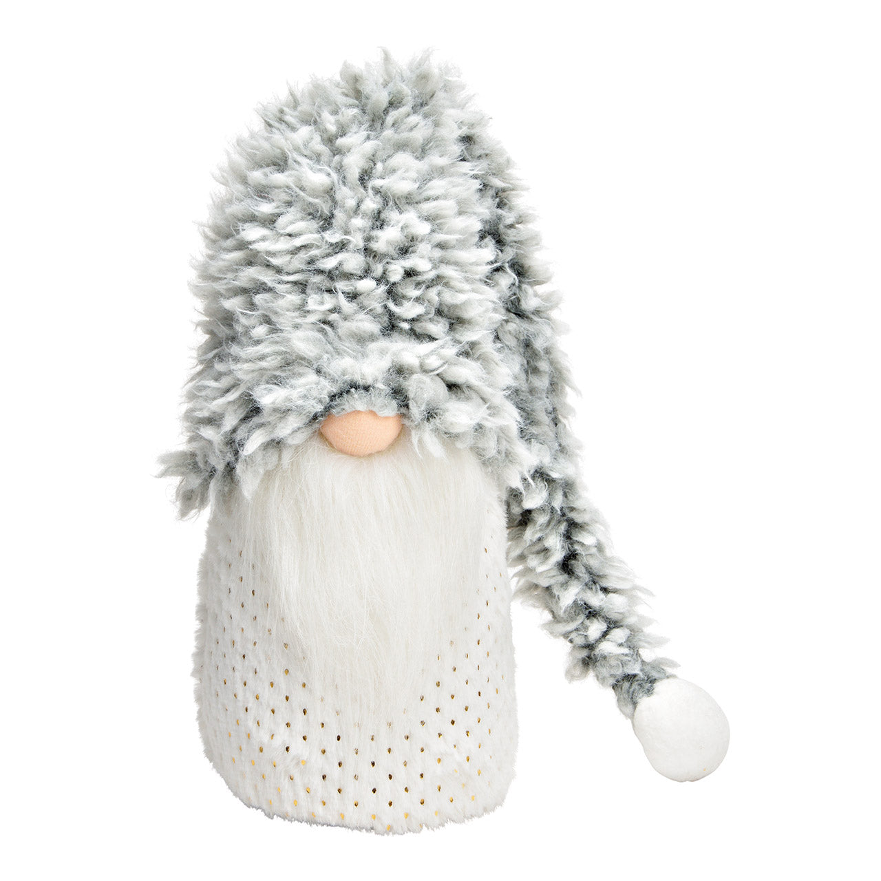 Zwerg aus Stoff weiß, grau (B/H/T) 17x25x13cm