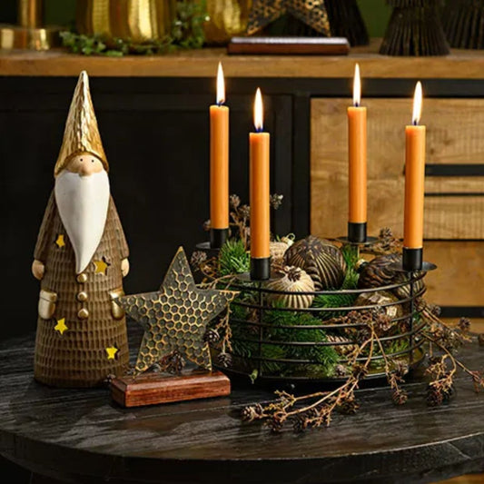 Adventsgesteck, Kerzenhalter 4er, aus Metall schwarz (B/H/T) 32x14x32cm