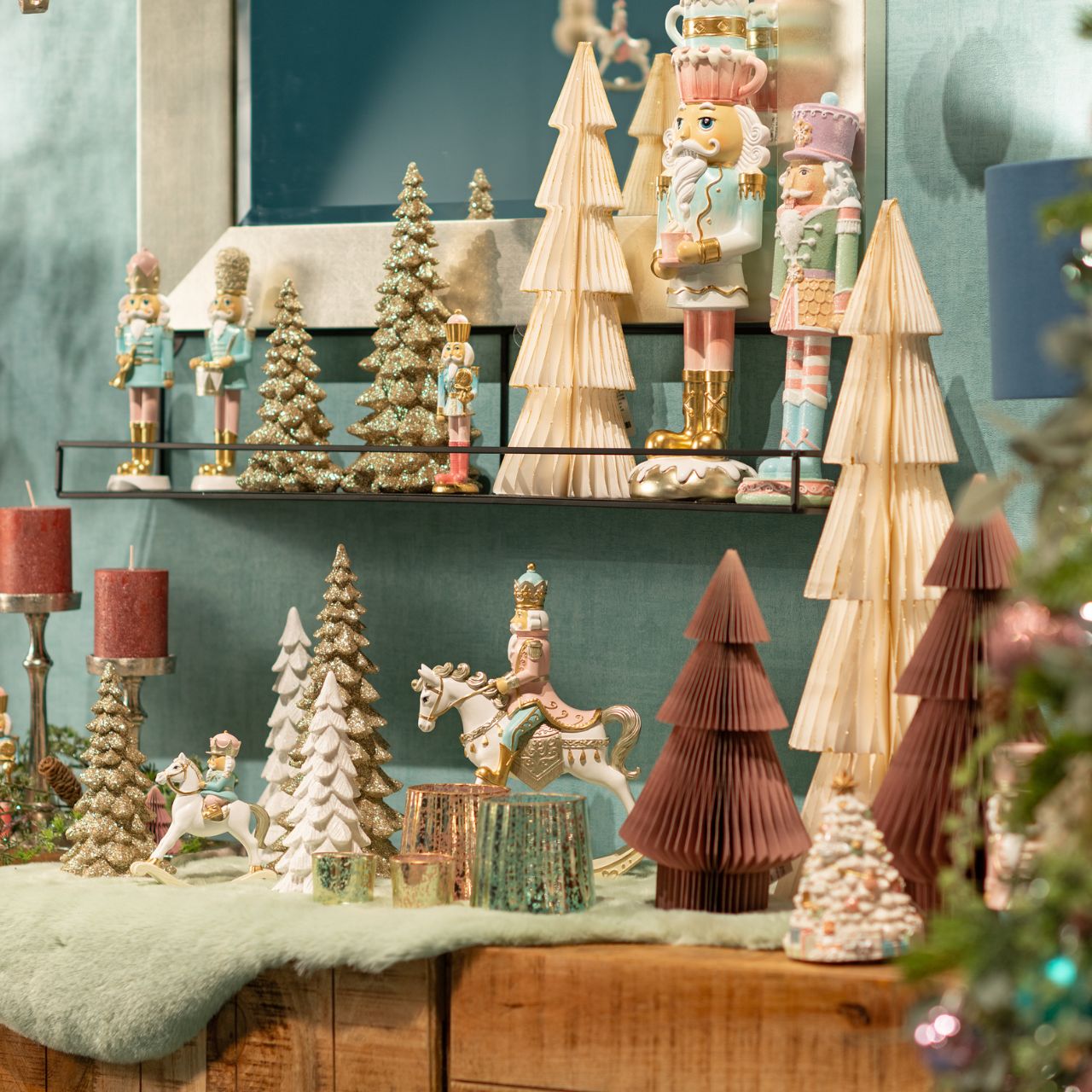 Display Tannenbaum Honeycomb mit Glitter aus Papier/Pappe weiß (B/H/T) 20x60x20cm