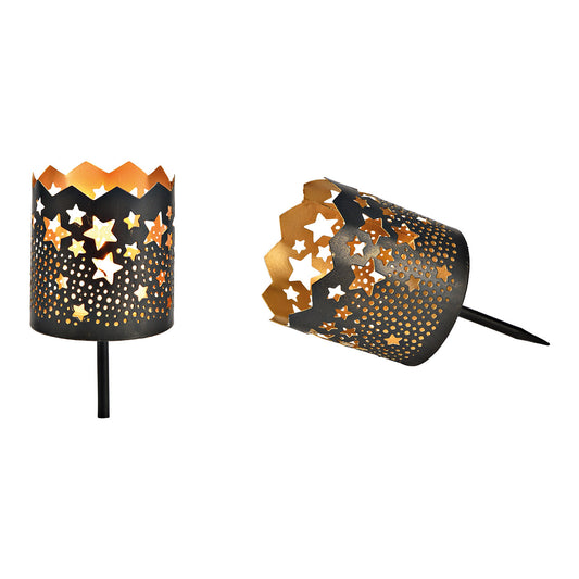 Windlicht, Stecker Sterne 4-er Set, aus Metall schwarz (B/H/T) 6x13x6cm