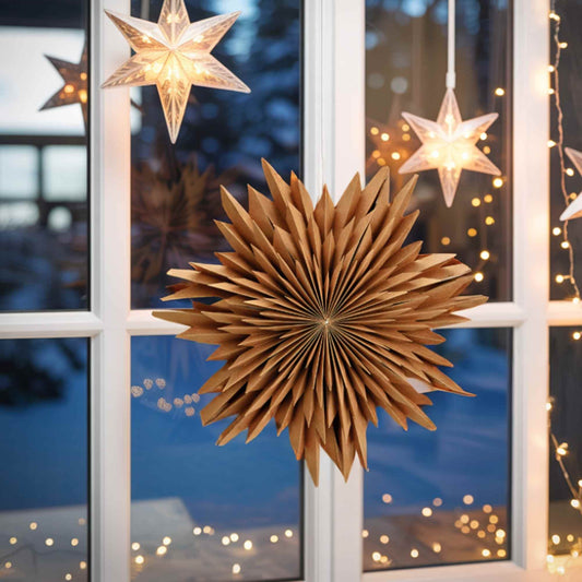 Leuchtschneeflocke aus Kraftpapier aus Papier/Pappe braun Ø50cm