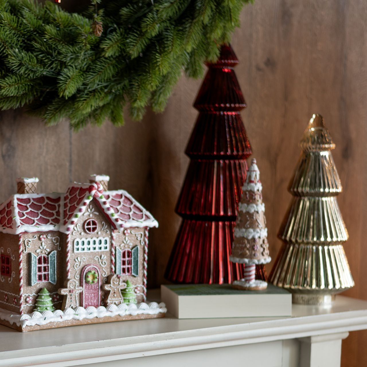 Tannenbaum aus Glas champagner (B/H/T) 17x38x17cm