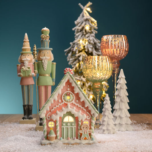 Windlicht Set Kelch auf Fuß 3-er Set, aus Glas pink/rosa (H) 30,35,40cmxØ13cm