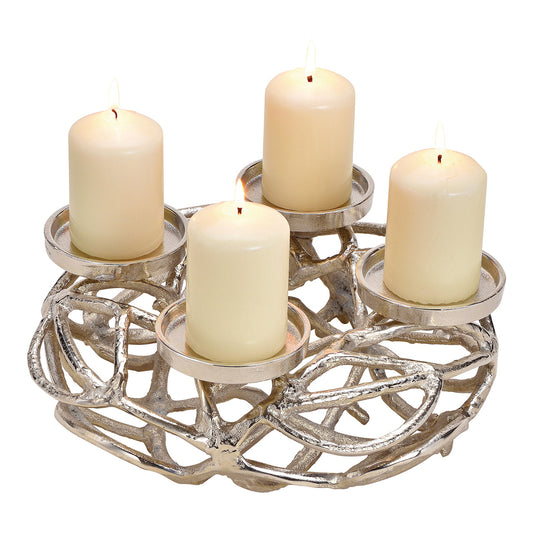 Advent wreath made of metal, silver (W/H/D) 30x11x30cm