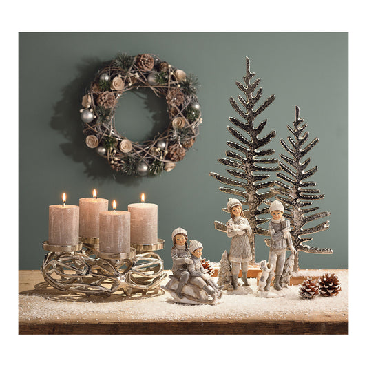 Advent wreath made of metal, silver (W/H/D) 30x11x30cm