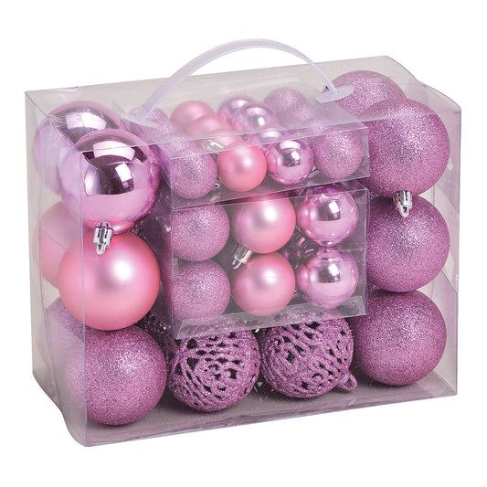 Weihnachtskugeln aus Kunststoff, 50er-Set, Rosé Ø3/4/6cm (B/H/T) 23x18x12cm