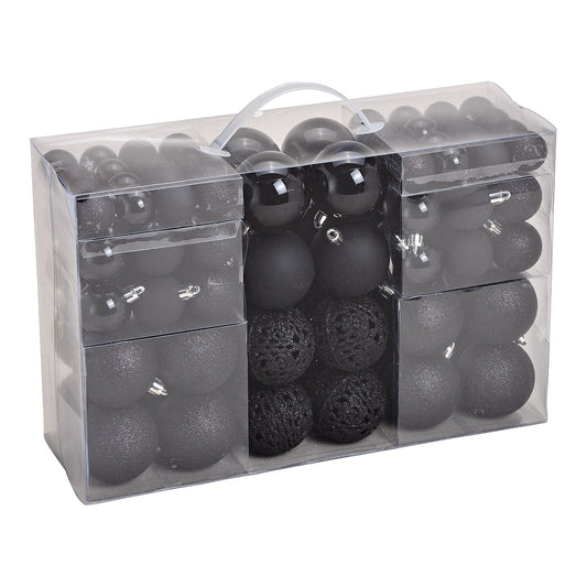 Christmas baubles made of plastic, set of 100, Black Ø3/4/6cm (W/H/D) 35x23x12cm