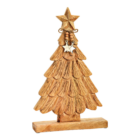 Display stand Christmas tree made of mango wood brown (W/H/D) 25x41x6cm