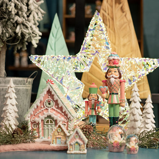 Leuchtstern 1440er LED mit Timer 6/18, warm weiß, IP44 Adapter 31V, 6W aus Kunststoff weiß irisierend (B/H/T) 60x60x10cm