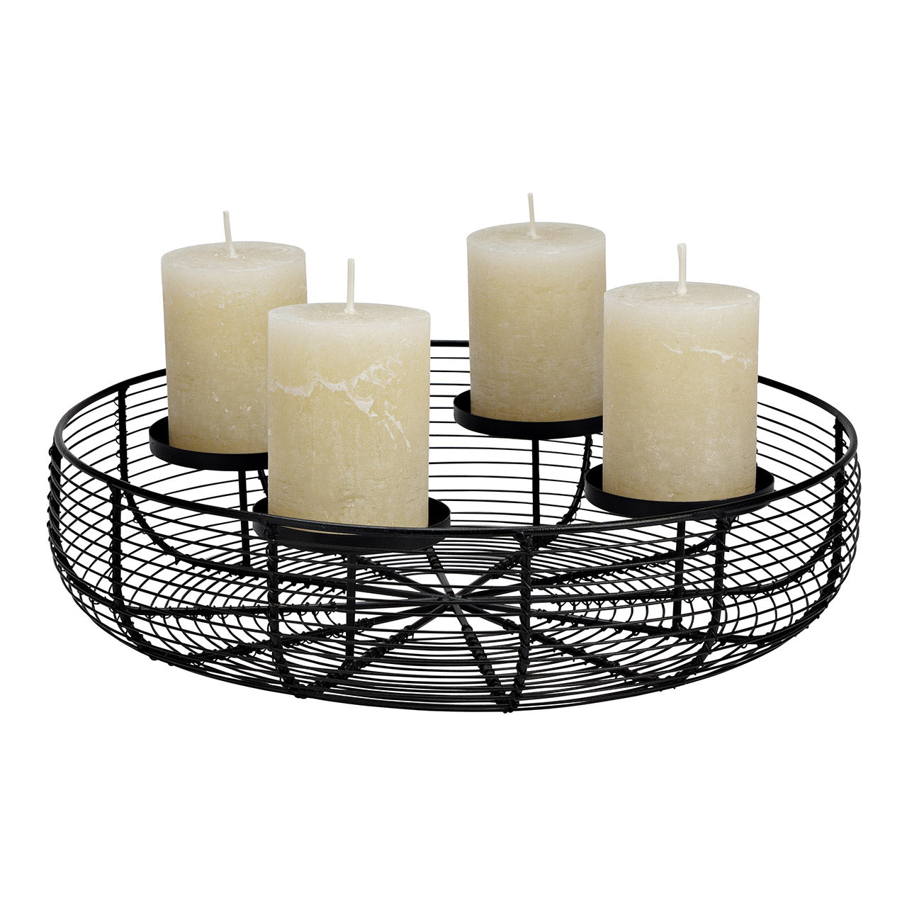 Advent wreath made of metal, basket, black (W/H/D) 36x9x36cm