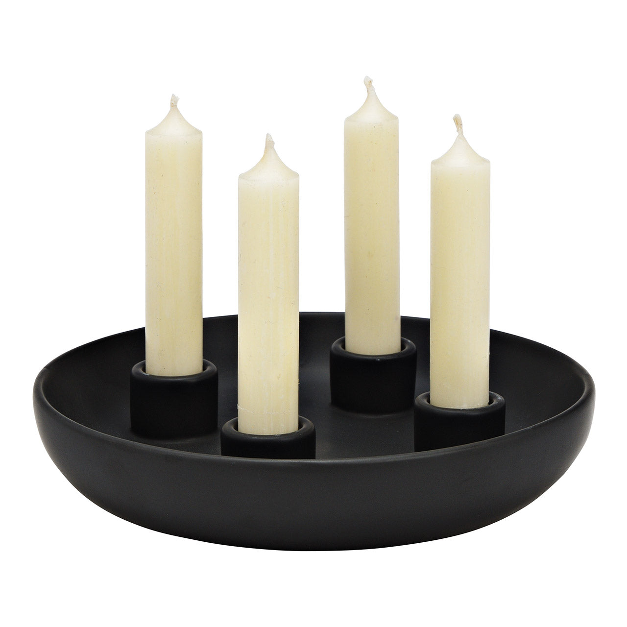Advent wreath, candle holder made of porcelain, black (W/H/D) 21x5x21cm