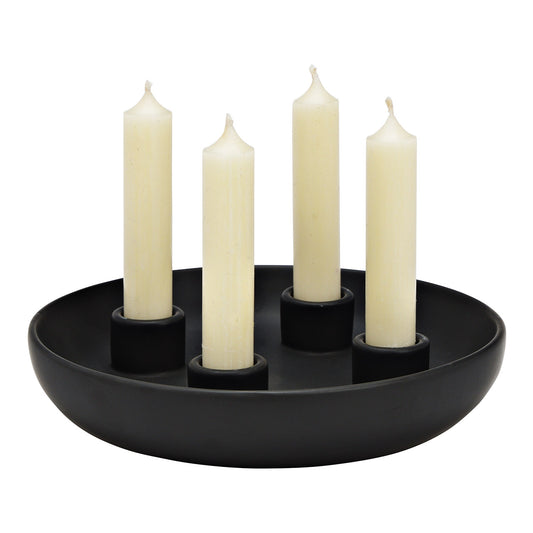 Advent wreath, candle holder made of porcelain, black (W/H/D) 21x5x21cm