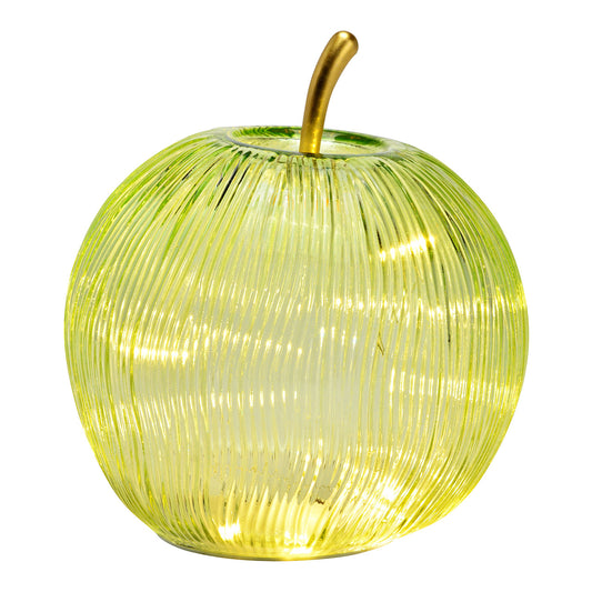 Deko Apfel mit 15er LED/Timer aus Glas, Grün (B/H/T) 16x17x16cm