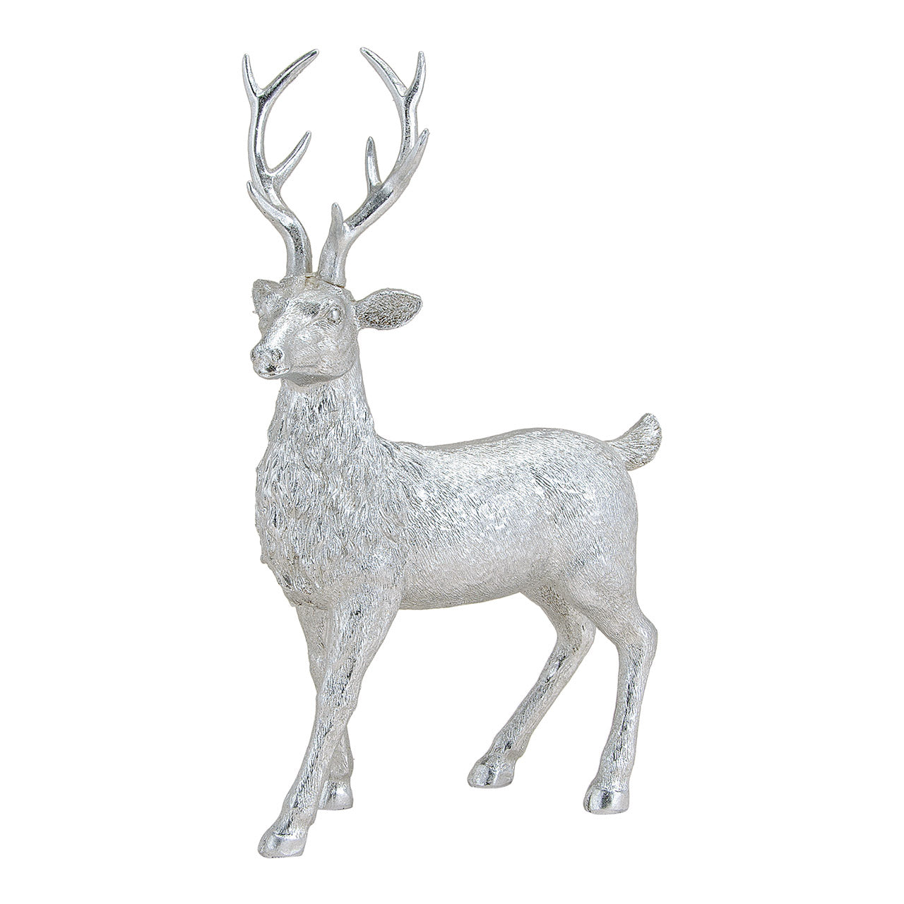 Hirsch in Silber aus Poly, B24 x T10 x H36 cm