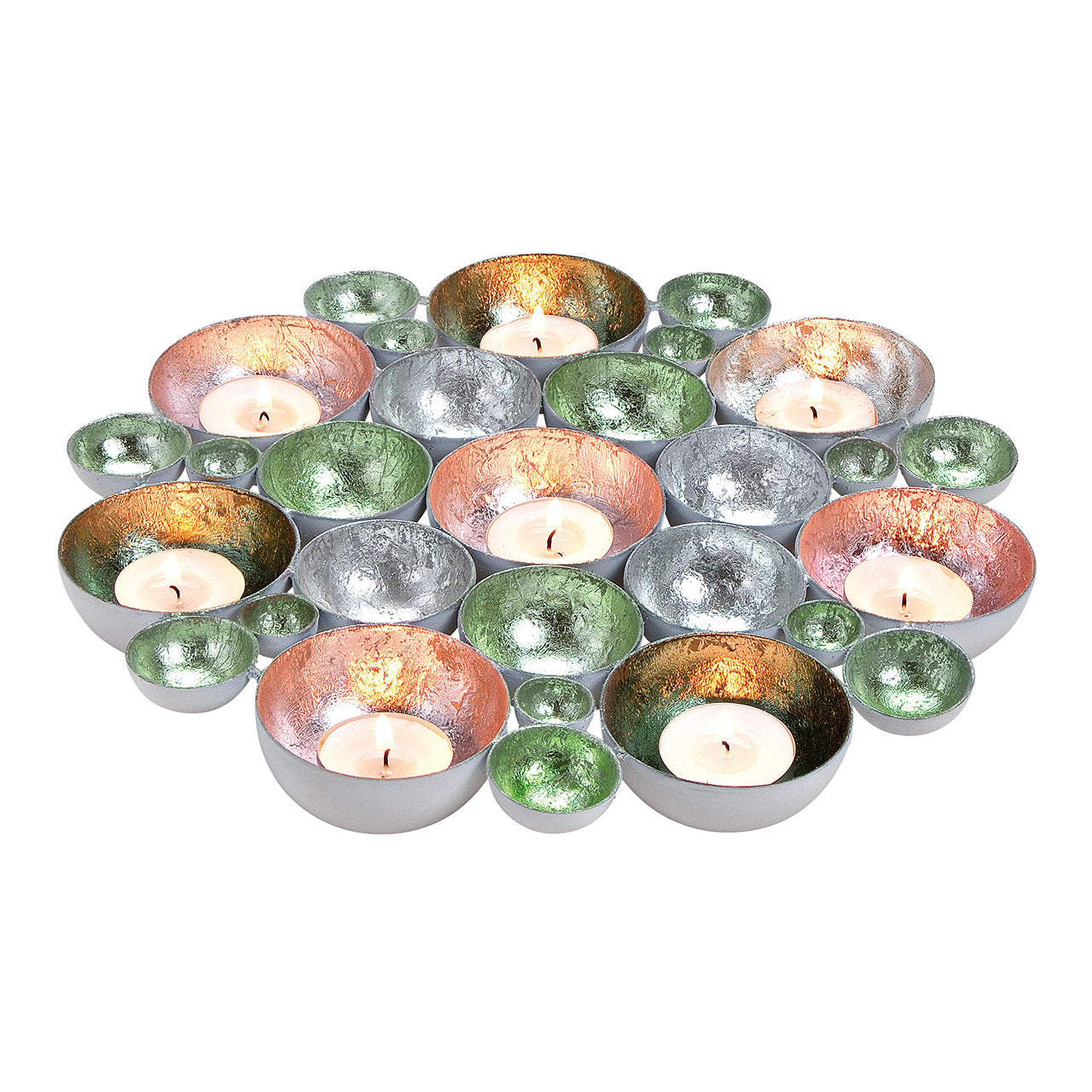 Bowl/Windlicht aus Metall Pink/Rosa Türkis, (B/H/T) 30x4x30cm