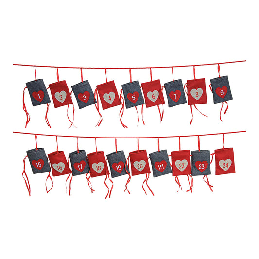 Advent calendar made of fabric, 24 bags, 340 cm