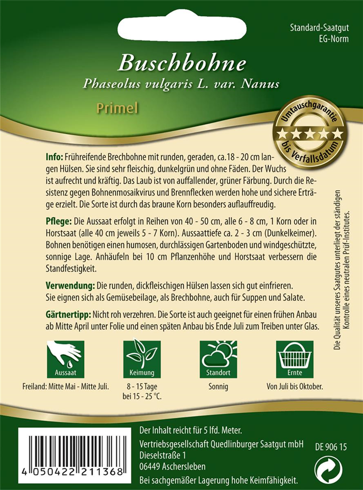 Buschbohnensamen 'Primel'