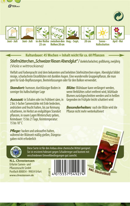 Stiefmütterchensamen 'Schweizer Riesen Abendglut'