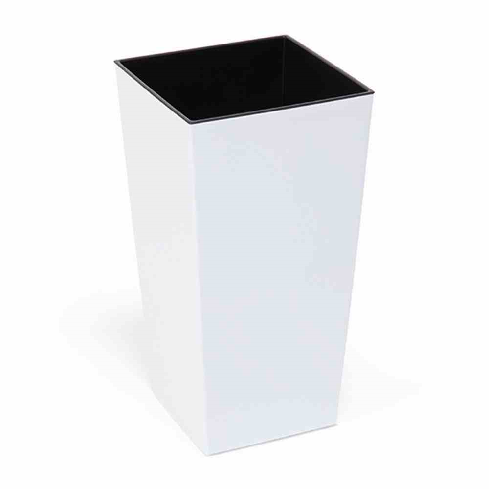 Siena Garden Pflanzkübel Lyon, eckig, 30x30x57,0 cm Hochglanzoptik in weiß Kunststoff