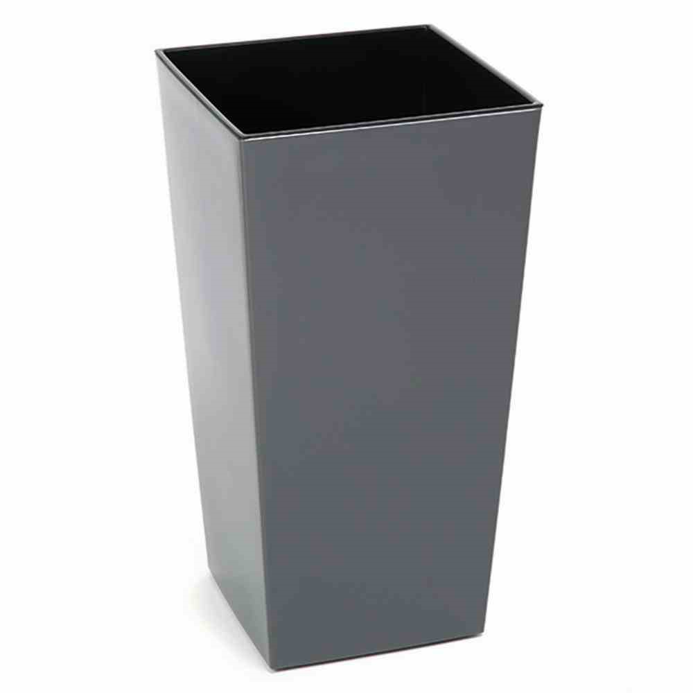 Siena Garden Pflanzkübel Lyon, eckig, 30x30x57,0 cm Hochglanzoptik in anthrazit Kunststoff