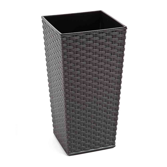 Siena Garden Pflanzkübel Paris, eckig, 25x25x46,5 cm Rattanoptik in graphit Kunststoff