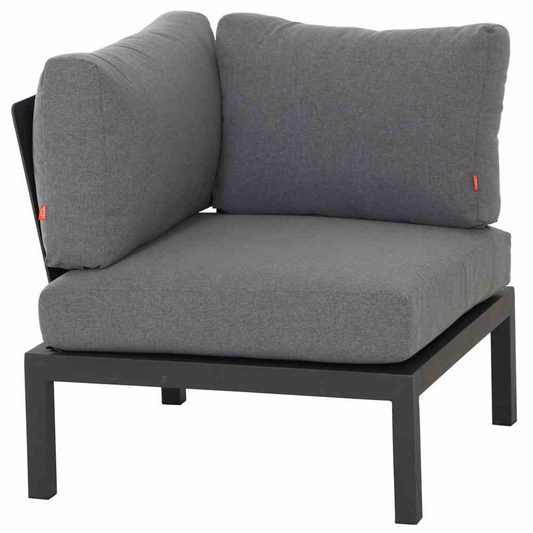 Siena Garden Lounge inkl. Kissen Modul Eckteil 74x74x75 cm, schwarz, Grau